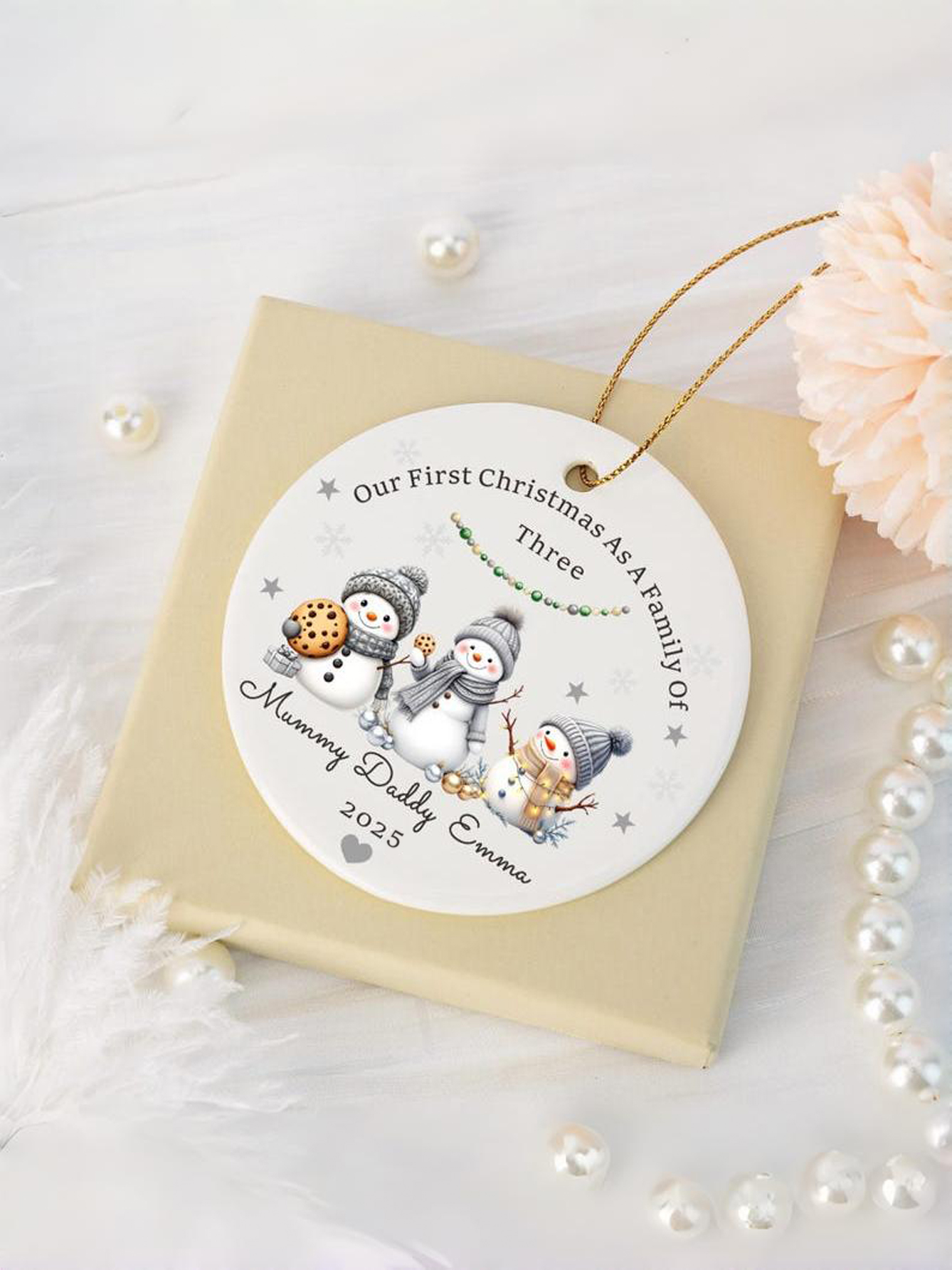 Personalized Snowman Family Christmas Ornament